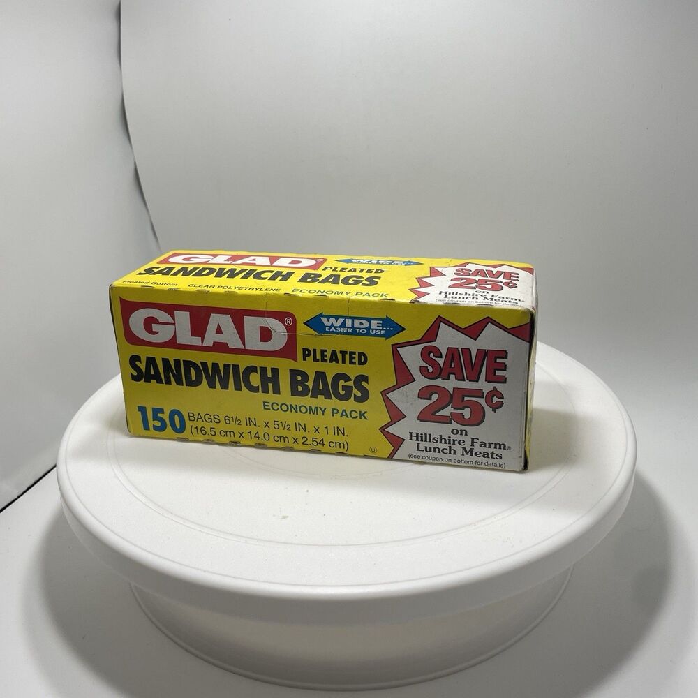 Vintage Glad Pleated Sandwich Bags Economy Pack 150 Count Box NOS